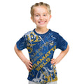 Personalized Parramatta Eels Rugby Kid T Shirt Urban Street Graffiti Style - Distressed Splatter Elements