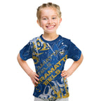 Personalized Parramatta Eels Rugby Kid T Shirt Urban Street Graffiti Style - Distressed Splatter Elements