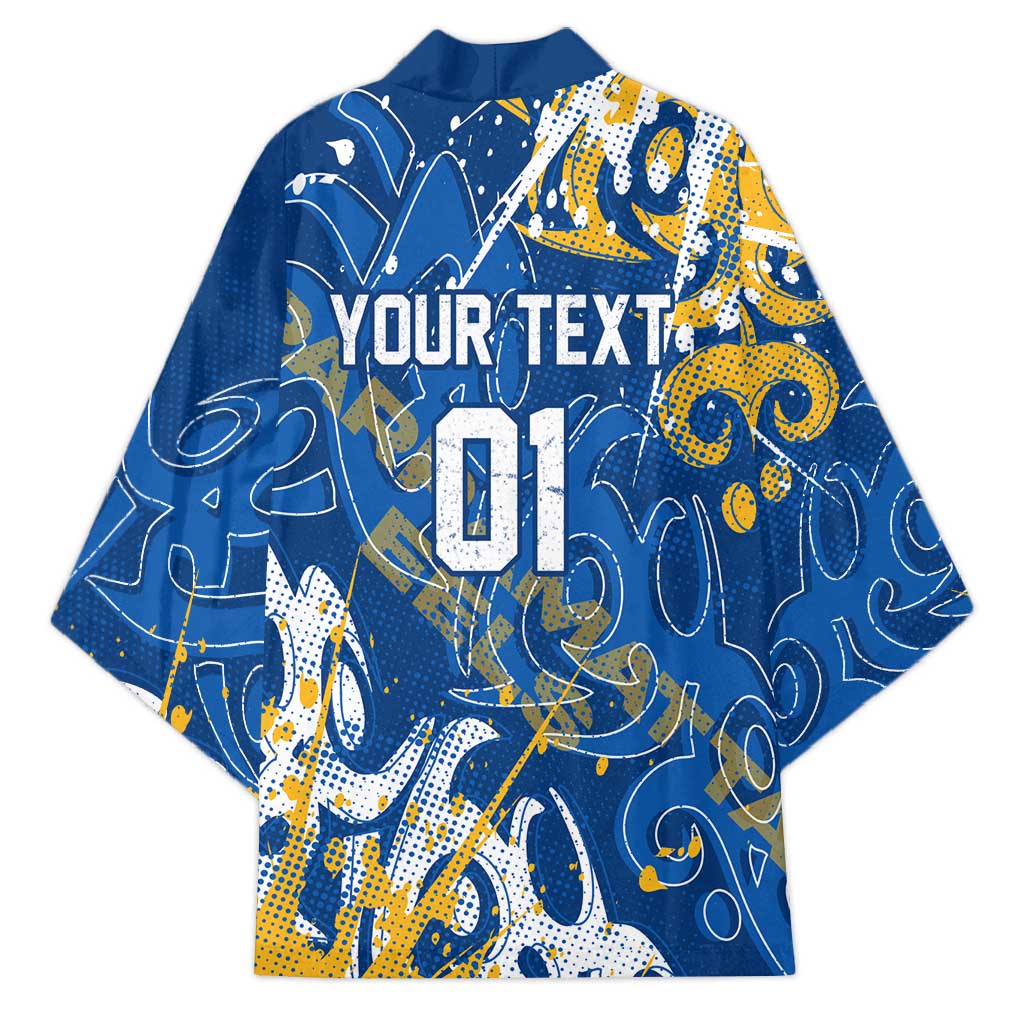 Personalized Parramatta Eels Rugby Kimono Urban Street Graffiti Style - Distressed Splatter Elements
