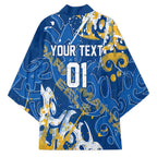 Personalized Parramatta Eels Rugby Kimono Urban Street Graffiti Style - Distressed Splatter Elements