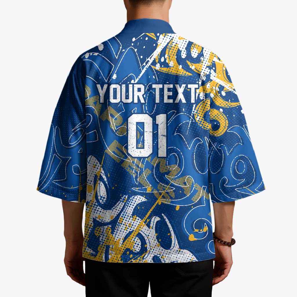 Personalized Parramatta Eels Rugby Kimono Urban Street Graffiti Style - Distressed Splatter Elements