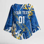 Personalized Parramatta Eels Rugby Kimono Sleeve Blouse Urban Street Graffiti Style - Distressed Splatter Elements