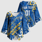 Personalized Parramatta Eels Rugby Kimono Sleeve Blouse Urban Street Graffiti Style - Distressed Splatter Elements
