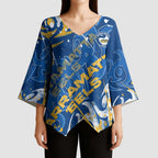 Personalized Parramatta Eels Rugby Kimono Sleeve Blouse Urban Street Graffiti Style - Distressed Splatter Elements