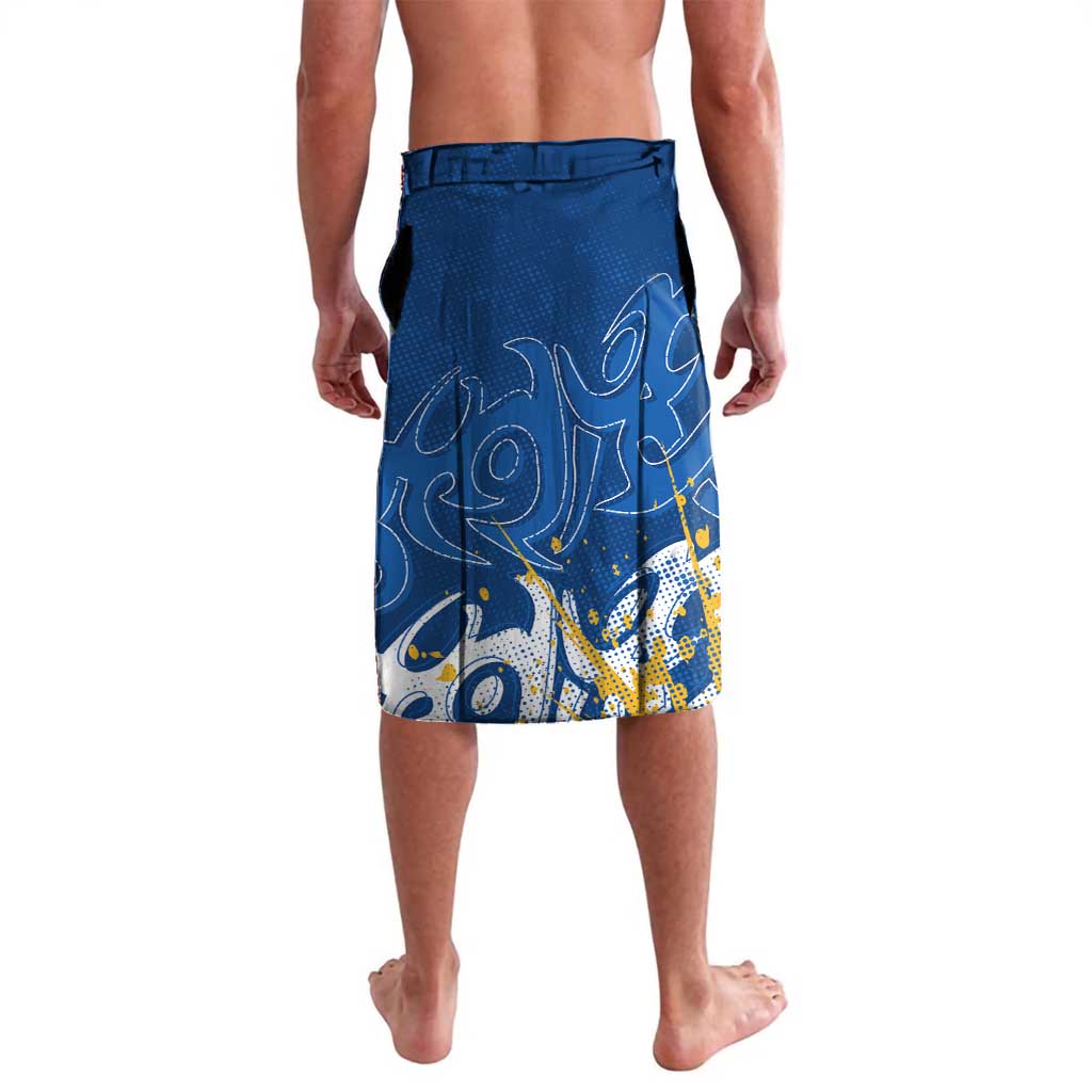 Personalized Parramatta Eels Rugby Lavalava Urban Street Graffiti Style - Distressed Splatter Elements