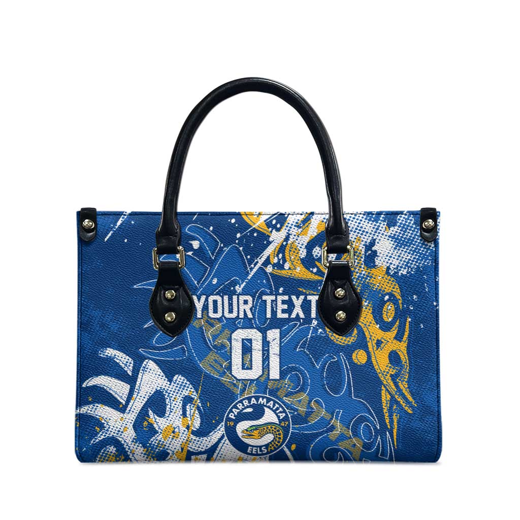 Personalized Parramatta Eels Rugby Leather Bag Urban Street Graffiti Style - Distressed Splatter Elements