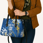 Personalized Parramatta Eels Rugby Leather Bag Urban Street Graffiti Style - Distressed Splatter Elements
