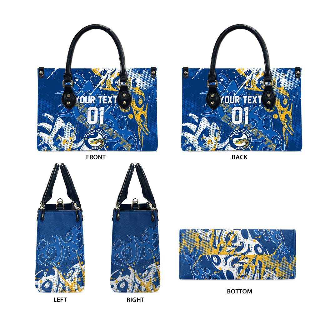 Personalized Parramatta Eels Rugby Leather Bag Urban Street Graffiti Style - Distressed Splatter Elements