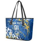 Personalized Parramatta Eels Rugby Leather Tote Bag Urban Street Graffiti Style - Distressed Splatter Elements