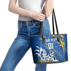 Personalized Parramatta Eels Rugby Leather Tote Bag Urban Street Graffiti Style - Distressed Splatter Elements