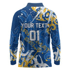 Personalized Parramatta Eels Rugby Long Sleeve Polo Shirt Urban Street Graffiti Style - Distressed Splatter Elements