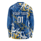 Personalized Parramatta Eels Rugby Long Sleeve Shirt Urban Street Graffiti Style - Distressed Splatter Elements