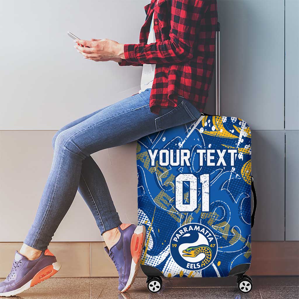 Personalized Parramatta Eels Rugby Luggage Cover Urban Street Graffiti Style - Distressed Splatter Elements