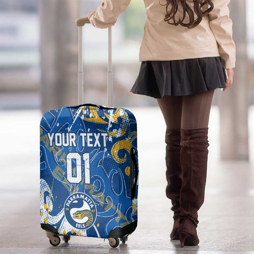 Personalized Parramatta Eels Rugby Luggage Cover Urban Street Graffiti Style - Distressed Splatter Elements