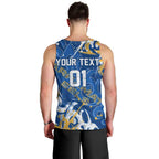 Personalized Parramatta Eels Rugby Men Tank Top Urban Street Graffiti Style - Distressed Splatter Elements