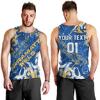 Personalized Parramatta Eels Rugby Men Tank Top Urban Street Graffiti Style - Distressed Splatter Elements