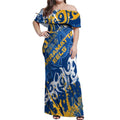 Personalized Parramatta Eels Rugby Off Shoulder Maxi Dress Urban Street Graffiti Style - Distressed Splatter Elements