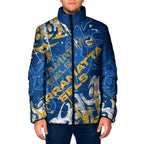 Personalized Parramatta Eels Rugby Padded Jacket Urban Street Graffiti Style - Distressed Splatter Elements