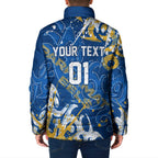 Personalized Parramatta Eels Rugby Padded Jacket Urban Street Graffiti Style - Distressed Splatter Elements