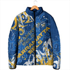 Personalized Parramatta Eels Rugby Padded Jacket Urban Street Graffiti Style - Distressed Splatter Elements