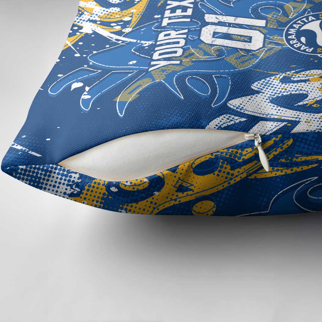 Personalized Parramatta Eels Rugby Pillow Cover Urban Street Graffiti Style - Distressed Splatter Elements