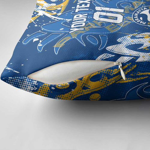 Personalized Parramatta Eels Rugby Pillow Cover Urban Street Graffiti Style - Distressed Splatter Elements