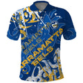 Personalized Parramatta Eels Rugby Polo Shirt Urban Street Graffiti Style - Distressed Splatter Elements