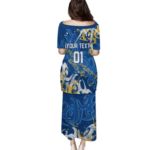 Personalized Parramatta Eels Rugby Puletasi Urban Street Graffiti Style - Distressed Splatter Elements