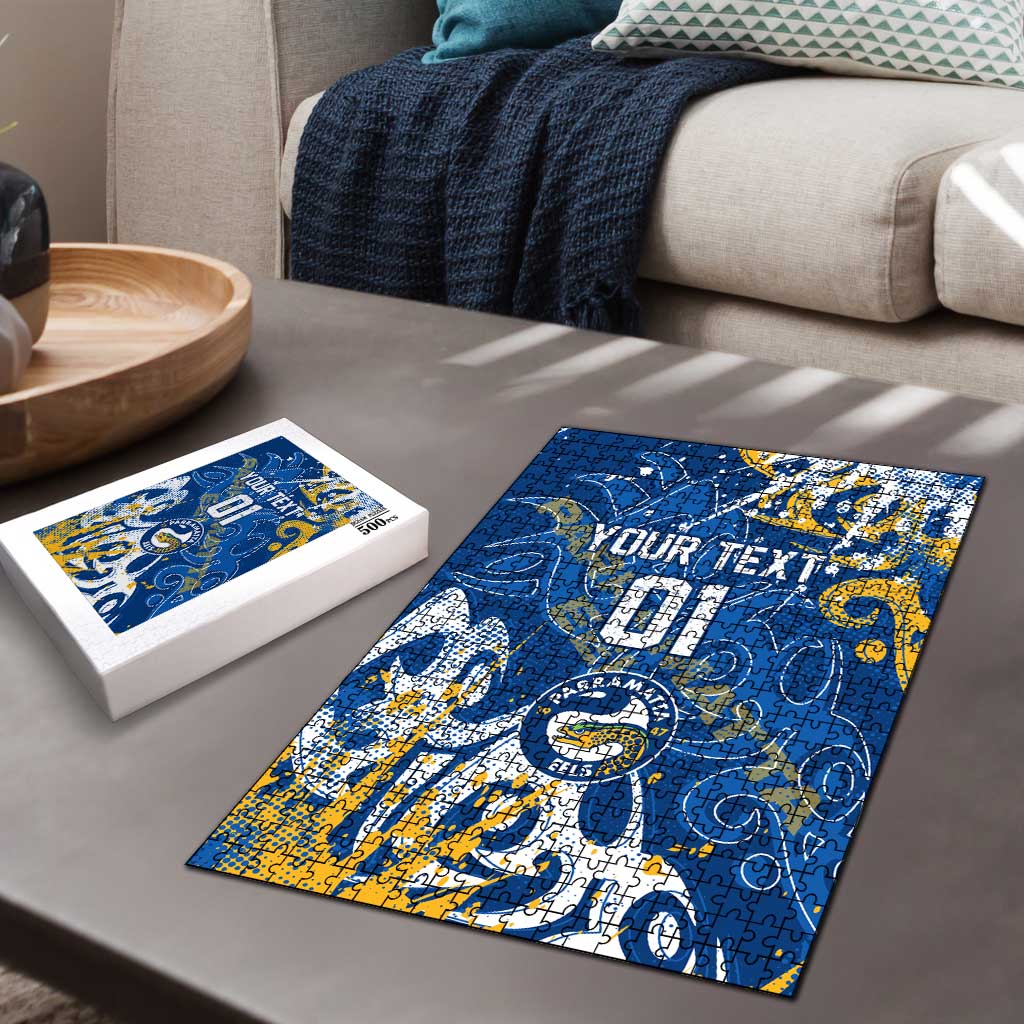 Personalized Parramatta Eels Rugby Puzzle Urban Street Graffiti Style - Distressed Splatter Elements