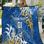 Personalized Parramatta Eels Rugby Quilt Urban Street Graffiti Style - Distressed Splatter Elements