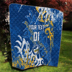 Personalized Parramatta Eels Rugby Quilt Urban Street Graffiti Style - Distressed Splatter Elements