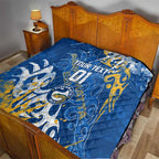 Personalized Parramatta Eels Rugby Quilt Urban Street Graffiti Style - Distressed Splatter Elements