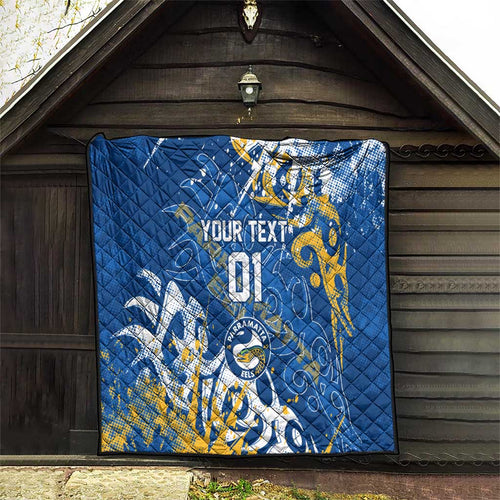 Personalized Parramatta Eels Rugby Quilt Urban Street Graffiti Style - Distressed Splatter Elements