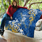 Personalized Parramatta Eels Rugby Quilt Urban Street Graffiti Style - Distressed Splatter Elements