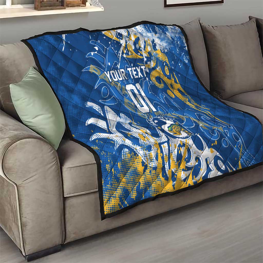 Personalized Parramatta Eels Rugby Quilt Urban Street Graffiti Style - Distressed Splatter Elements