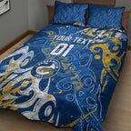 Personalized Parramatta Eels Rugby Quilt Bed Set Urban Street Graffiti Style - Distressed Splatter Elements