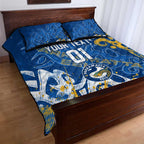 Personalized Parramatta Eels Rugby Quilt Bed Set Urban Street Graffiti Style - Distressed Splatter Elements