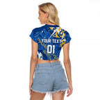 Personalized Parramatta Eels Rugby Raglan Cropped T Shirt Urban Street Graffiti Style - Distressed Splatter Elements