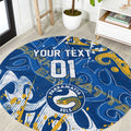 Personalized Parramatta Eels Rugby Round Carpet Urban Street Graffiti Style - Distressed Splatter Elements