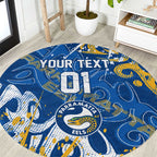 Personalized Parramatta Eels Rugby Round Carpet Urban Street Graffiti Style - Distressed Splatter Elements