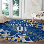 Personalized Parramatta Eels Rugby Round Carpet Urban Street Graffiti Style - Distressed Splatter Elements