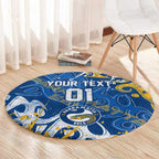 Personalized Parramatta Eels Rugby Round Carpet Urban Street Graffiti Style - Distressed Splatter Elements