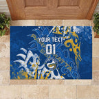 Personalized Parramatta Eels Rugby Rubber Doormat Urban Street Graffiti Style - Distressed Splatter Elements
