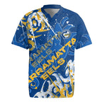 Personalized Parramatta Eels Rugby Rugby Jersey Urban Street Graffiti Style - Distressed Splatter Elements