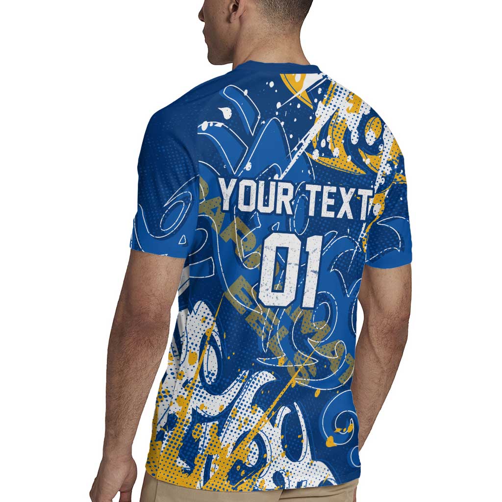 Personalized Parramatta Eels Rugby Rugby Jersey Urban Street Graffiti Style - Distressed Splatter Elements