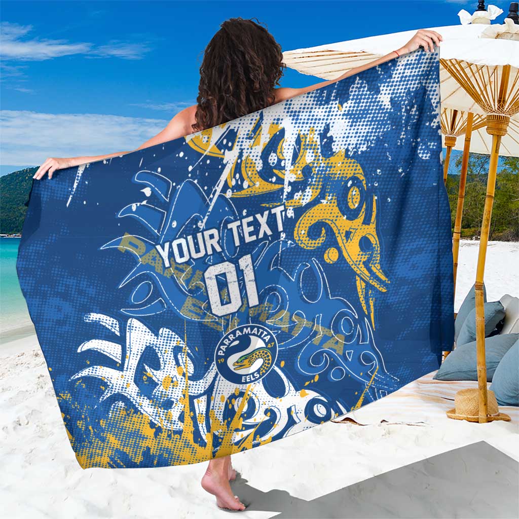 Personalized Parramatta Eels Rugby Sarong Urban Street Graffiti Style - Distressed Splatter Elements