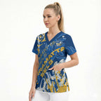Personalized Parramatta Eels Rugby Scrub Top Urban Street Graffiti Style - Distressed Splatter Elements