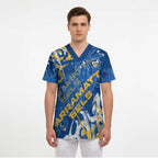 Personalized Parramatta Eels Rugby Scrub Top Urban Street Graffiti Style - Distressed Splatter Elements