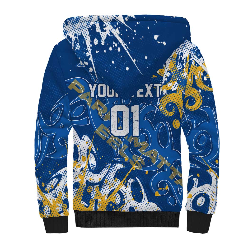 Personalized Parramatta Eels Rugby Sherpa Hoodie Urban Street Graffiti Style - Distressed Splatter Elements
