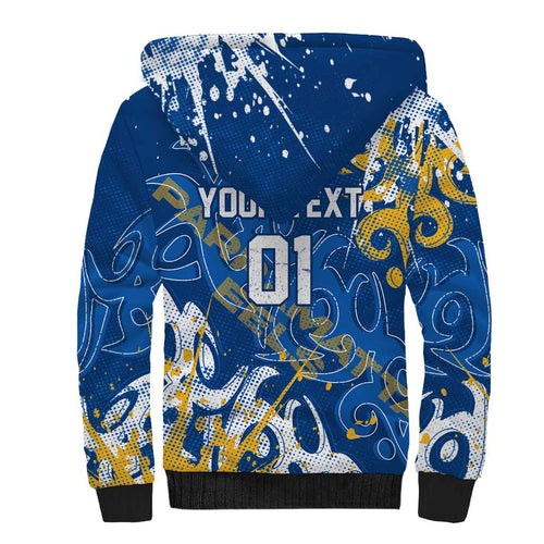 Personalized Parramatta Eels Rugby Sherpa Hoodie Urban Street Graffiti Style - Distressed Splatter Elements